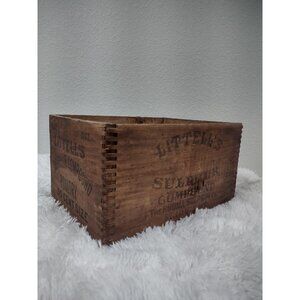 Antique 1900s Littell's Sulphur Compound Poultry Dovetail Wood Box, St. Louis MO